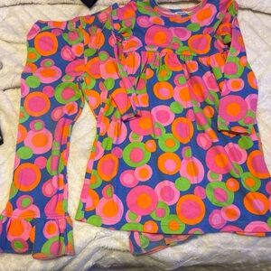 Kelly's Kids Bright Multicolor Circle Print Dress and Leggings